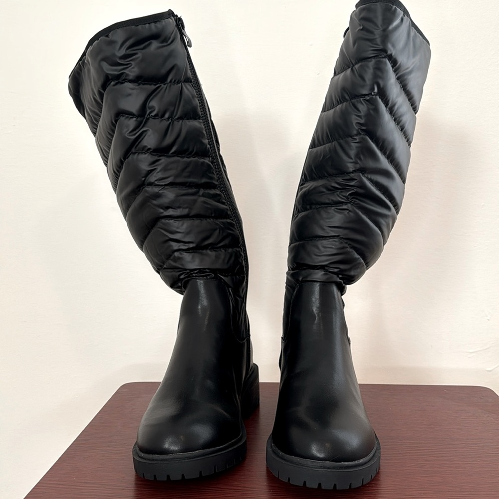 Torrid Black Nylon-Knee High Boots. Size 7